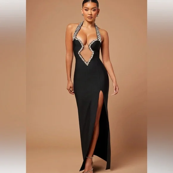 fashion nova formal black dresses Nova Long Sleeve Maxi Dress Black / S